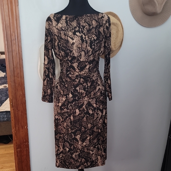 Ralph Lauren Dresses & Skirts - Ralph Lauren Black and Brown Snake Print Sheath Dress